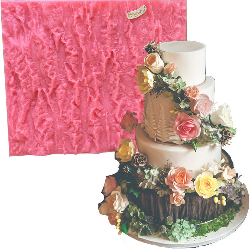 Anyana Fondant Impression Mats tree bark texture fondant impression lace mold forest party Silicone imprint mold wood Cake Decorating Supplies for crust Wedding cake Decoration tools easy to use - Image 1